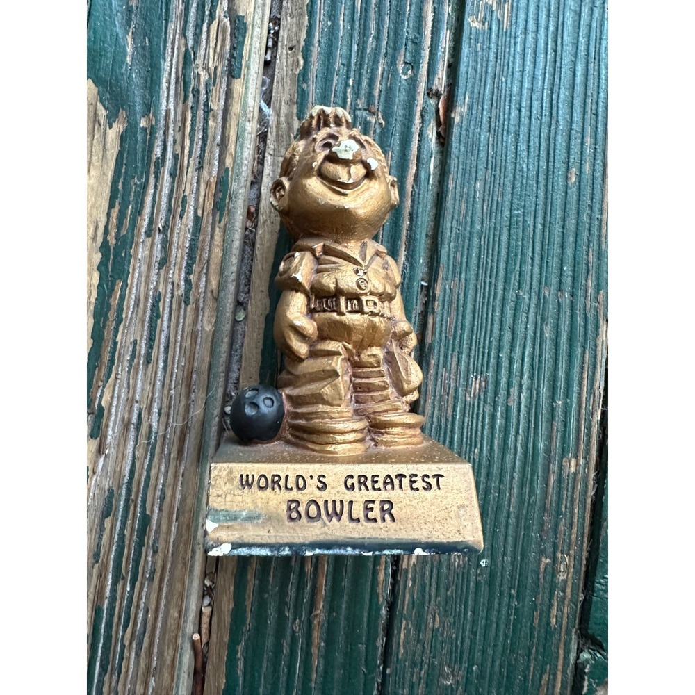 Vintage 1970 Paula World's Greatest Bowler Figurine Gold W-179 Made in USA 5"